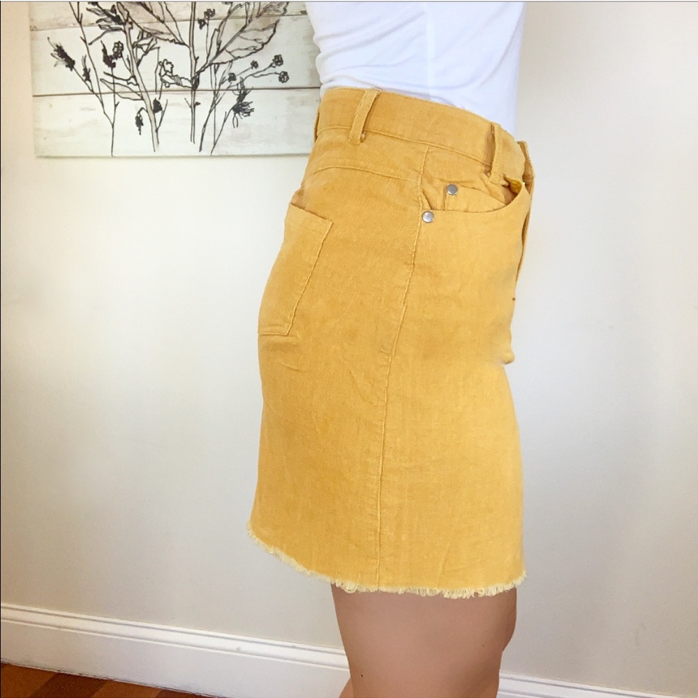 Mustard Corduroy Mini Skirt - Picture 3 of 6